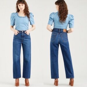 Levis Ribcage Straight Ankle Jeans Blue Denim Size 30 Sustainable High Rise Jean